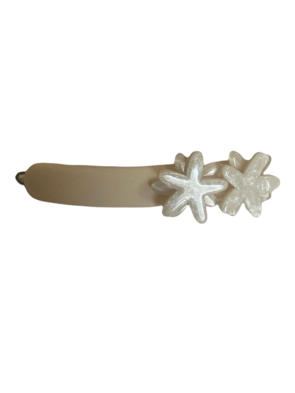 1980’s French Dainty Floral Barrette, Off White/Cream, Deadstock Unworn